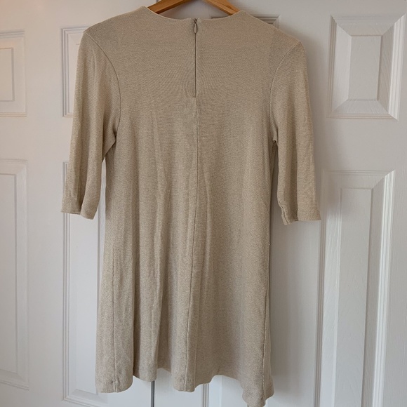 ZARA Gold Sparkly Mini Quarter Length Sleeve Dress - Picture 2 of 3